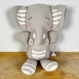 Living Textiles Theodore the Elephant Stuffed Rattle Lovey‎ 100% Cotton Baby